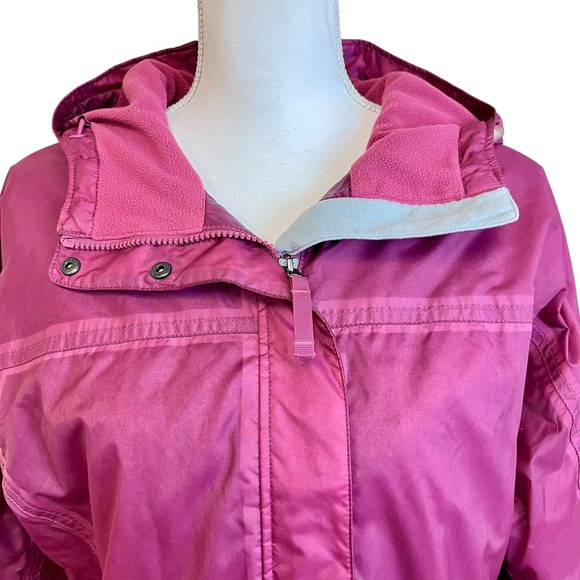 Vintage LL BEAN Pink Hooded Rain Jacket Sz‎ L Fleece Lined Travel Packable - Picture 8 of 15